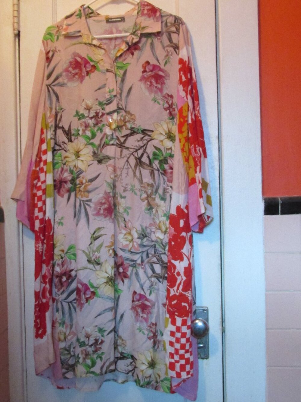 Alembika Floral Dress Size 2 Medium Button Midi Pink Boho